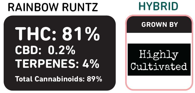Rainbow Runtz 3366 Cured Resin Highly Cultivated Hybrid